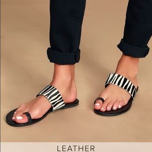 Lulu's NWT Leather Tessa Zebra Calf Hair Sandal